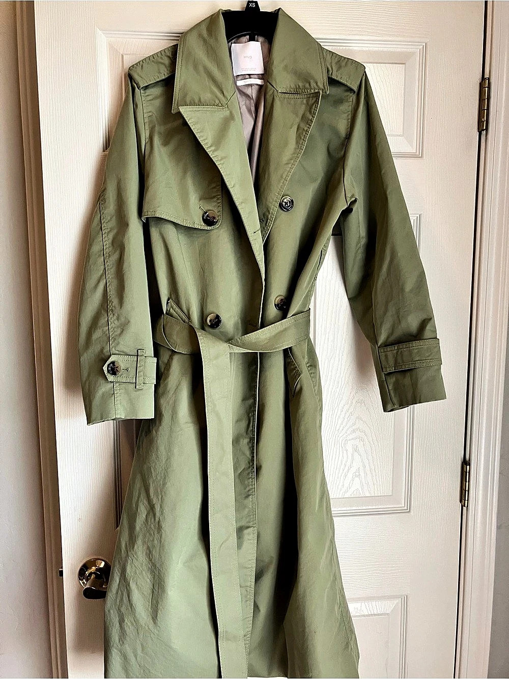 MNG Water-Repellent Trench Coat in Green Size Medium